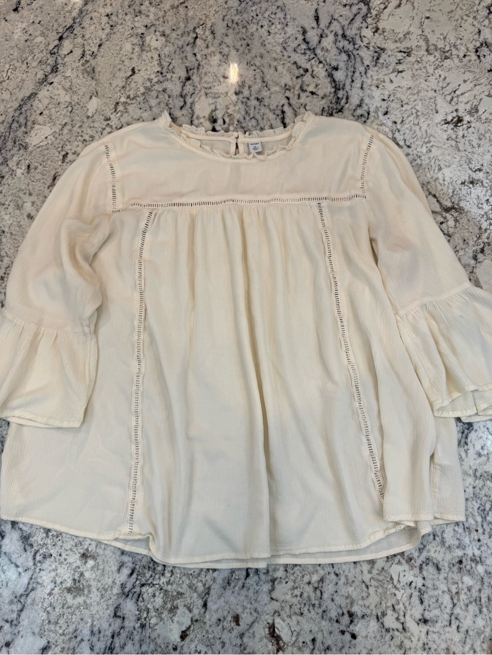 Old Navy Cream Boho Peasant Blouse XL Bell Sleeve Cottagecore Top - Picture 9 of 10